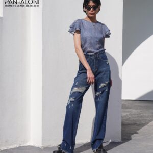 شلوار جین استرایت چاکدار
